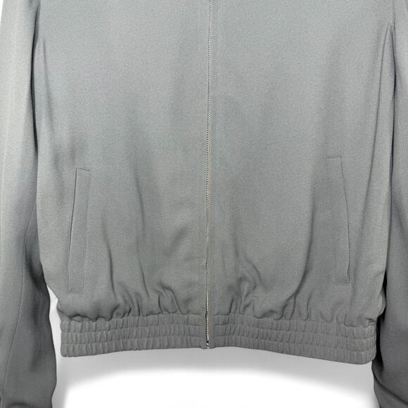 Theory Bariah Gray Green Crepe Bomber Jacket XS Petite Minimalist Quiet Luxury - Picture 7 of 11